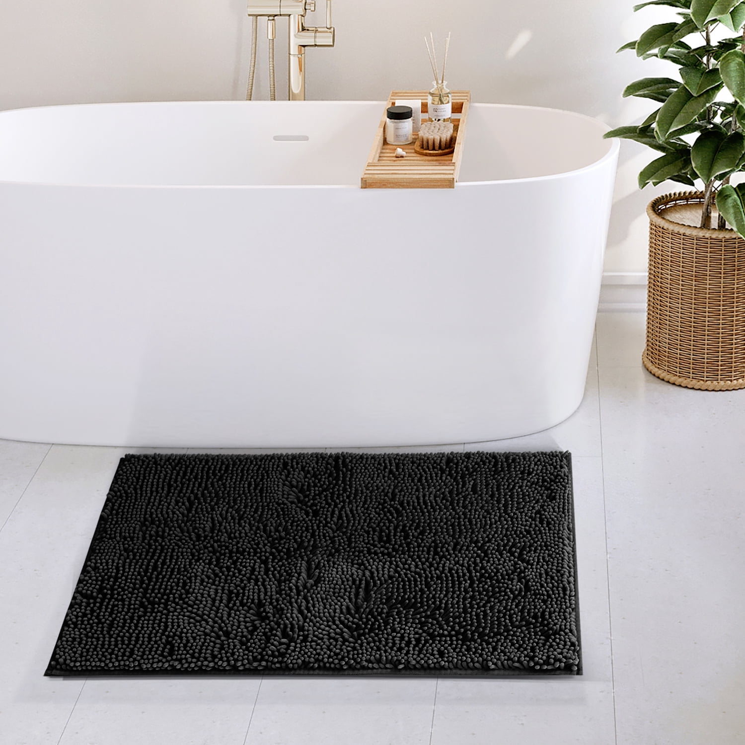Lammaloe Chenille Bathroom Rugs Non Slip Bath Mat, 20x32 Ultra Absorbent, Bath Mats for Bathroom, Ombre cream