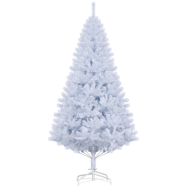 HOMCOM 6' Artificial Christmas Tree with 928 Branch Tips Metal Stand White