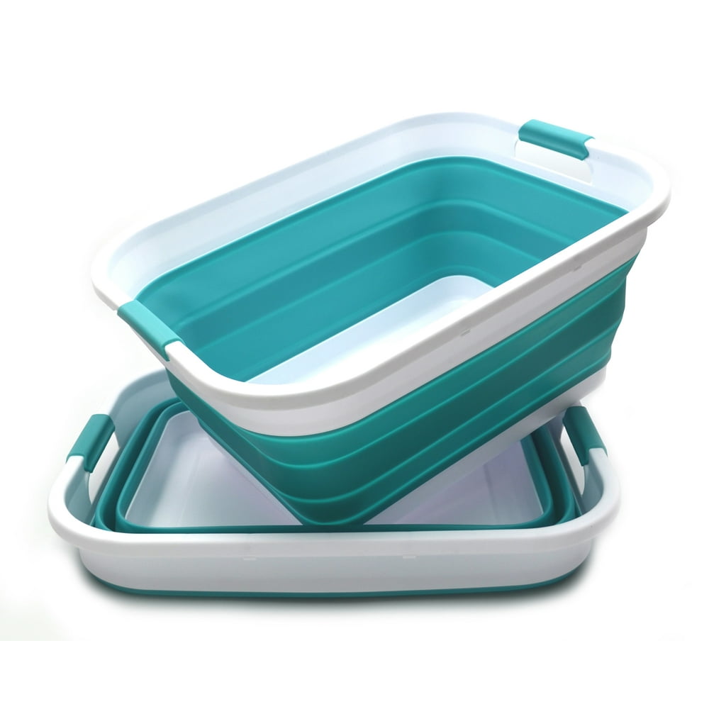 SAMMART Set of 2 Collapsible Plastic Laundry Basket Foldable Pop Up Storage Container