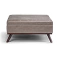 thumbnail image 3 of WyndenHall  Ethan Mid Century Modern Table Ottoman Distressed Grey Taupe 36'' x 36'' x 19.1 Wood,Faux Leather Square Faux Leather, 3 of 4
