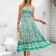 thumbnail image 2 of vigerkar Women's Halter Dresses Floral Boho Long Maxi Dress Summer Beach Flowy Sundress Green, L, 2 of 9