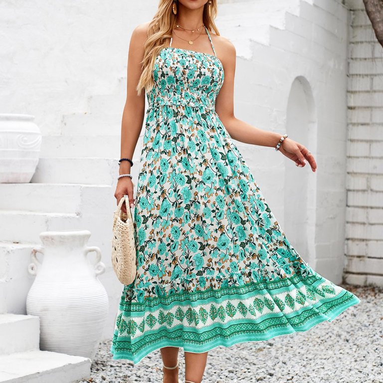 slim fit dress slacks Boho Bliss Patchwork Halter Maxi Dress L main image 1