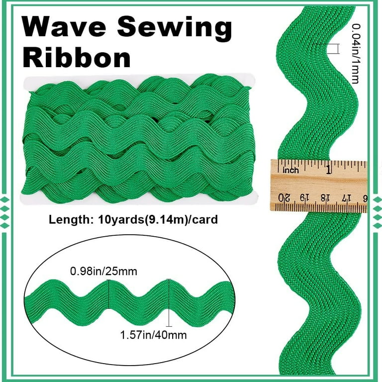 10 Yard 1.58 Inch Large Christmas Green RIC Rac Trim Wave Bending