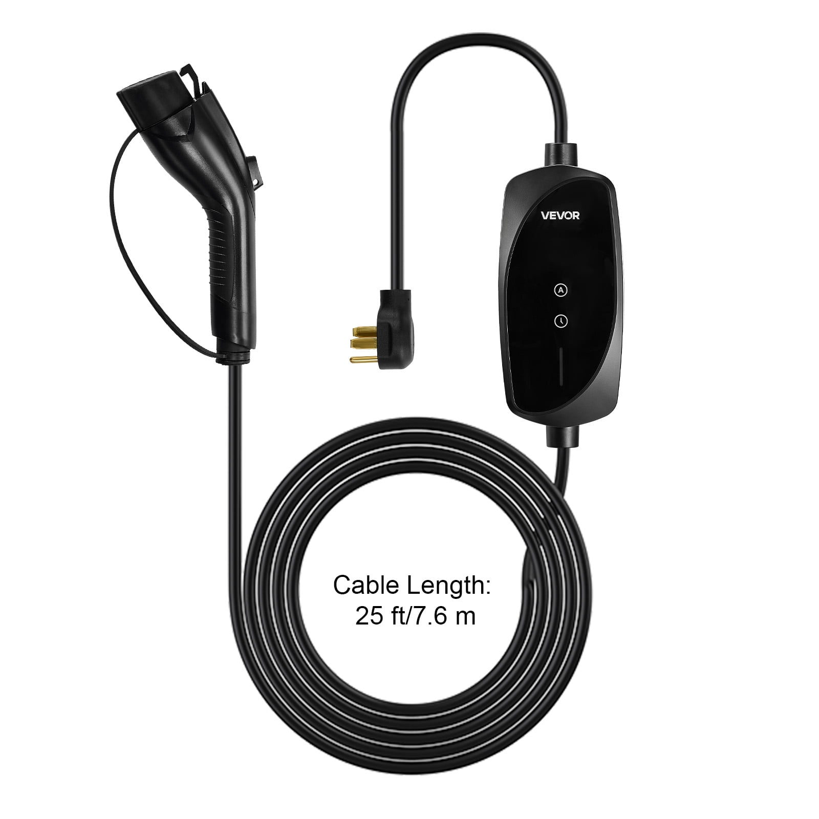 VEVOR Level 2 EV Charger,40 Amp Adjustable Current,240V Electric Vehicle Portable Charger with 25 ft Charging Cable, LCD Display,NEMA 14-50P Plug, Plug-in Home Car Charging Station for SAE J1772 EV