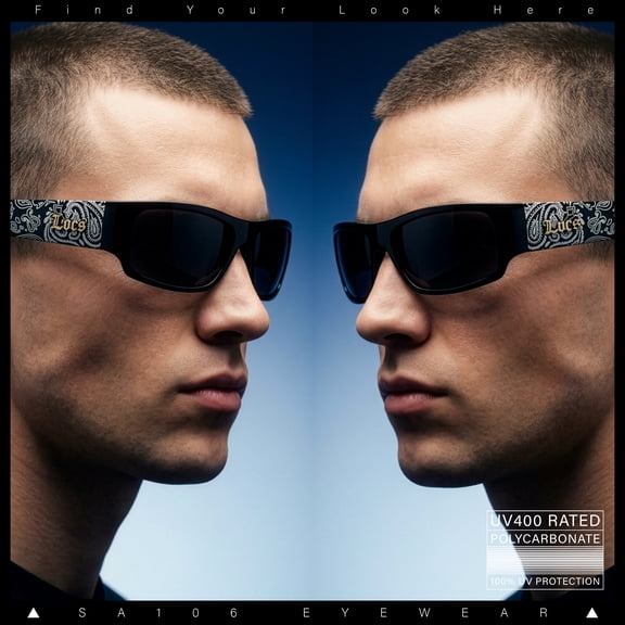 Locs Gangster Mad Dog Dark Black Shades Narrow Rectangle Sunglasses Black Bandana