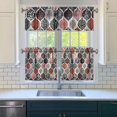 thumbnail image 3 of Red and Black Honeycomb Grid 3-Piece Kitchen Curtains Set Kitchen Curtains Sets with Valance for Windows Rod Pocket Machine Washable Kitchen Decor(54"x18"+2x27.5"x24"), 3 of 6