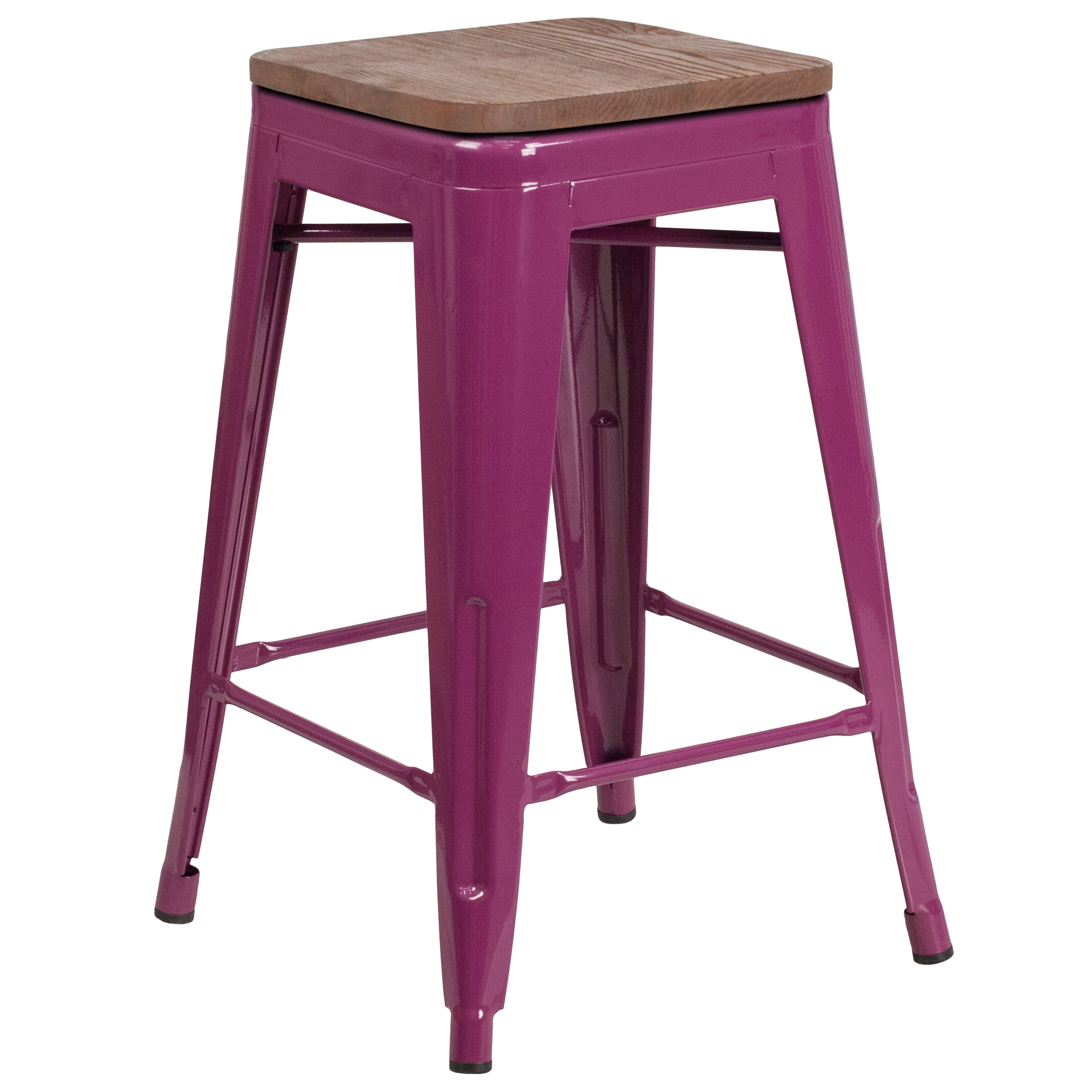 Flash Furniture 24" High Backless Purple Counter Height Stool with