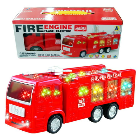 Electric Fire Truck Toy for Boys & girls with Beautiful 3D Lights and Sirens - The Bump & Go Rescue Fire Engine Truck is the best Gift for kids ages