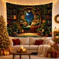 thumbnail image 3 of Plant-Filled Library Inside a Circular Window Nook, Cozy Fantasy for Book Lovers, Botanical Wall Art, Graduation Gift, Tapestry Wall Hanging for Study Room and Bedroom, 3 of 7
