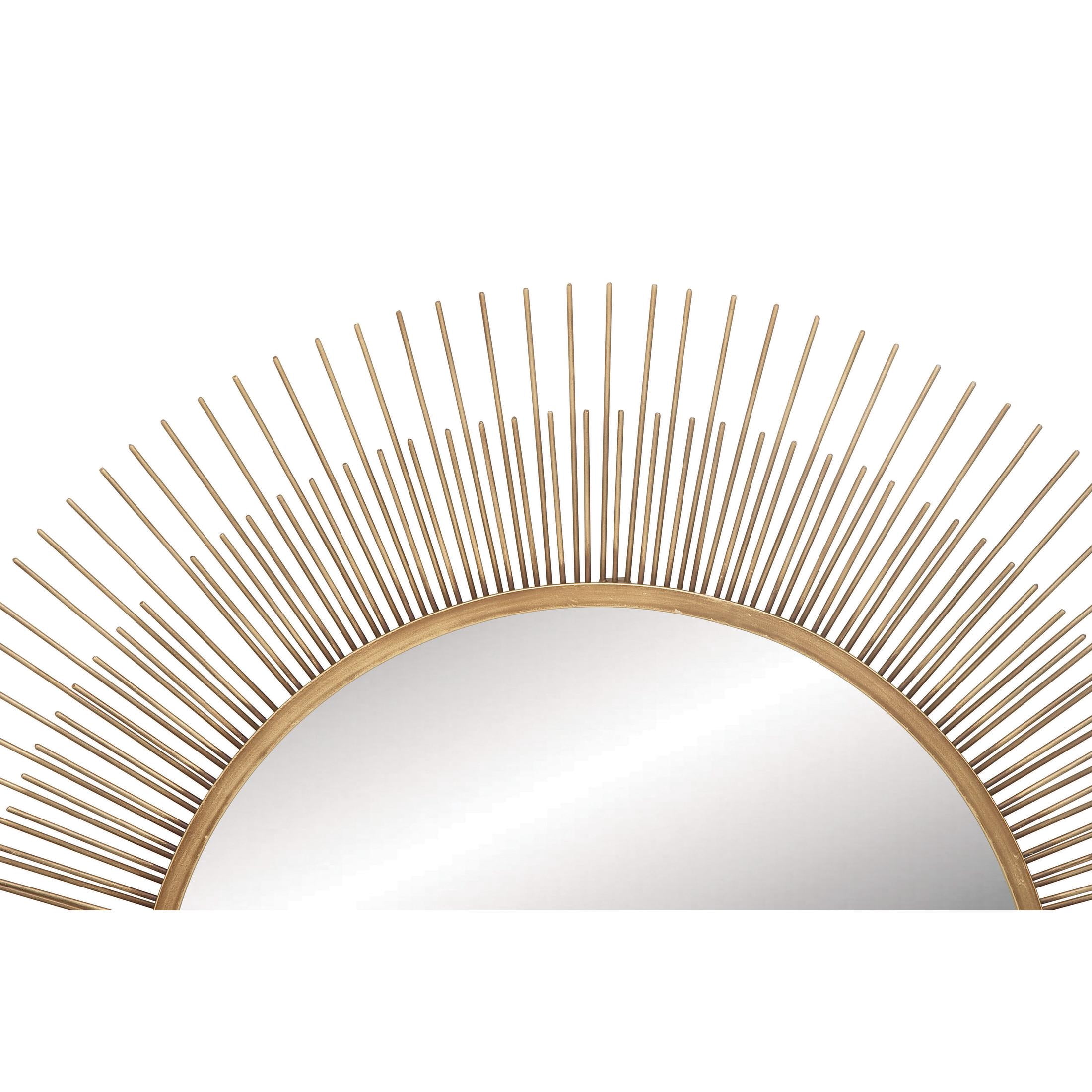 DecMode 36" x 36" Gold Starburst Wall Mirror with Thin Wire Rods