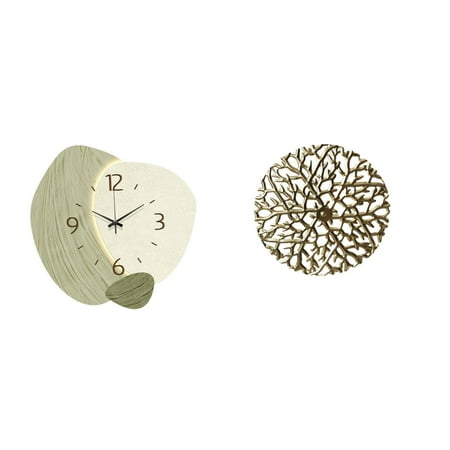 Kuntesetty Wall Clock Silent Nordic Wall Clock Metal Wall Decor Hanging Sculpture Wall Art Creative Leaf Design Wrought Iron Surface Suitable for Living Room Bed