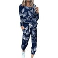 thumbnail image 2 of Feancey Fall Sweatsuits for Women Casual Floral Print 2 Piece Outfits Soft Comfy Long Sleeve Pullovers with Lounge Pants Tracksuit Set with Pockets Christmas Multicolor M, 2 of 5