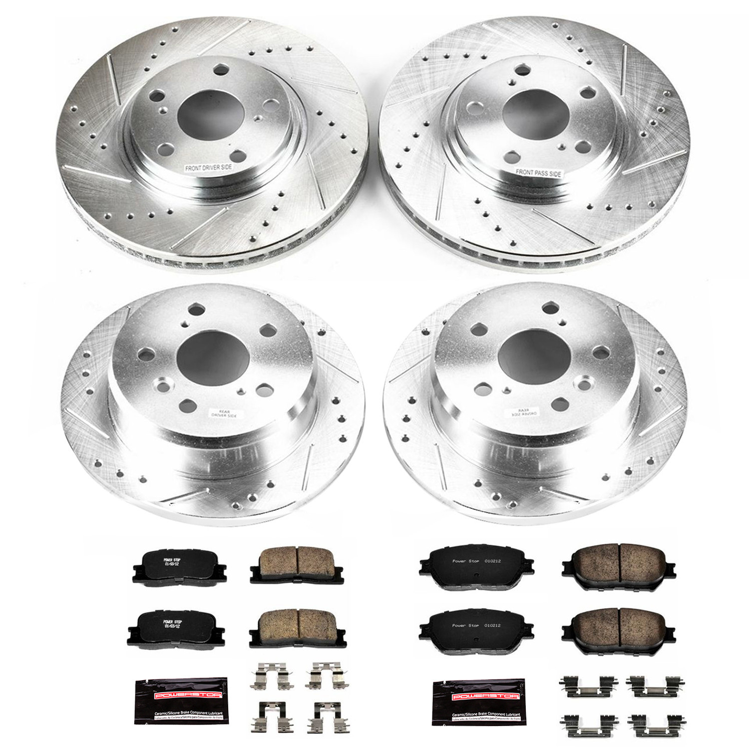 PowerStop Front and Rear Z23 Evolution Sport Carbon-Fiber Ceramic Brake Pad and Drilled & Slotted Rotor Kit Fits: TOYOTA Select Models K1145