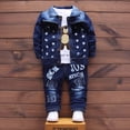 thumbnail image 2 of BOOMNY Toddler Baby Boys Outfit Set Long Sleeve Cartoon Graphic Prints Denim Jacket Tops Pants 2 Peice Fall Clothes Set Cozy Dailywear, 2 of 6