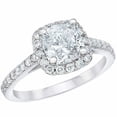 thumbnail image 4 of Pompeii 2.25 cttw Cushion Halo Diamond Engagement Wedding Ring Set 14k White Gold, 4 of 4