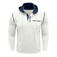 thumbnail image 4 of Mens Drawstring Hoodie Lightweight Casual Regular Fit Buttons Hooded Sweatshirt with Chest Pocket Base Pullovers (XL, White), 4 of 7