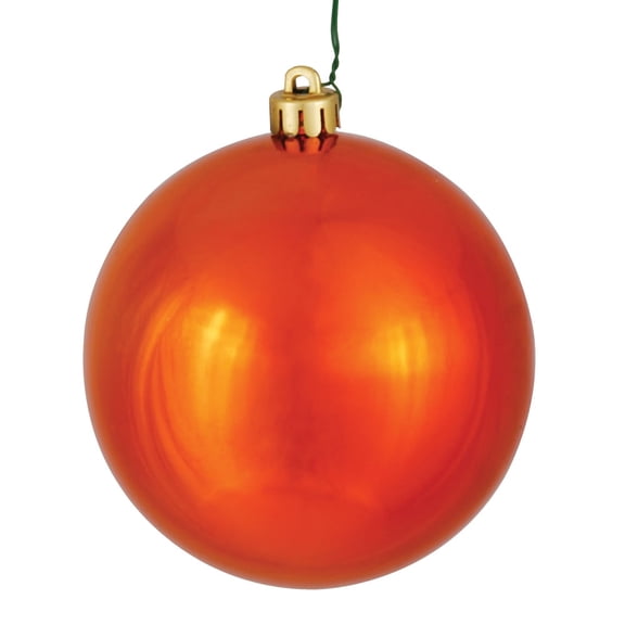 Vickerman 4.75" Burnished Orange Shiny Ball Ornament, 4 per Bag