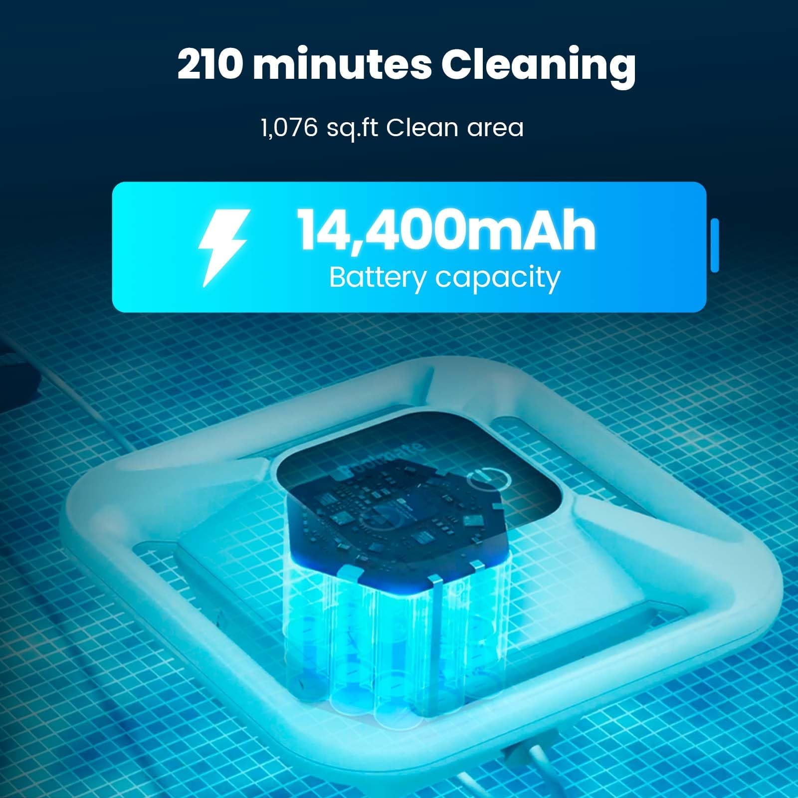 Hydro 4 Cordless Robotic Pool Cleaner,Pool Vacuum for Inground Aboveground Pools, 4.1L Filter Basket, Floor Wall Waterline Cleaning, Pool Cleaner Robot Ideal for Pools up to 50 FT in Length