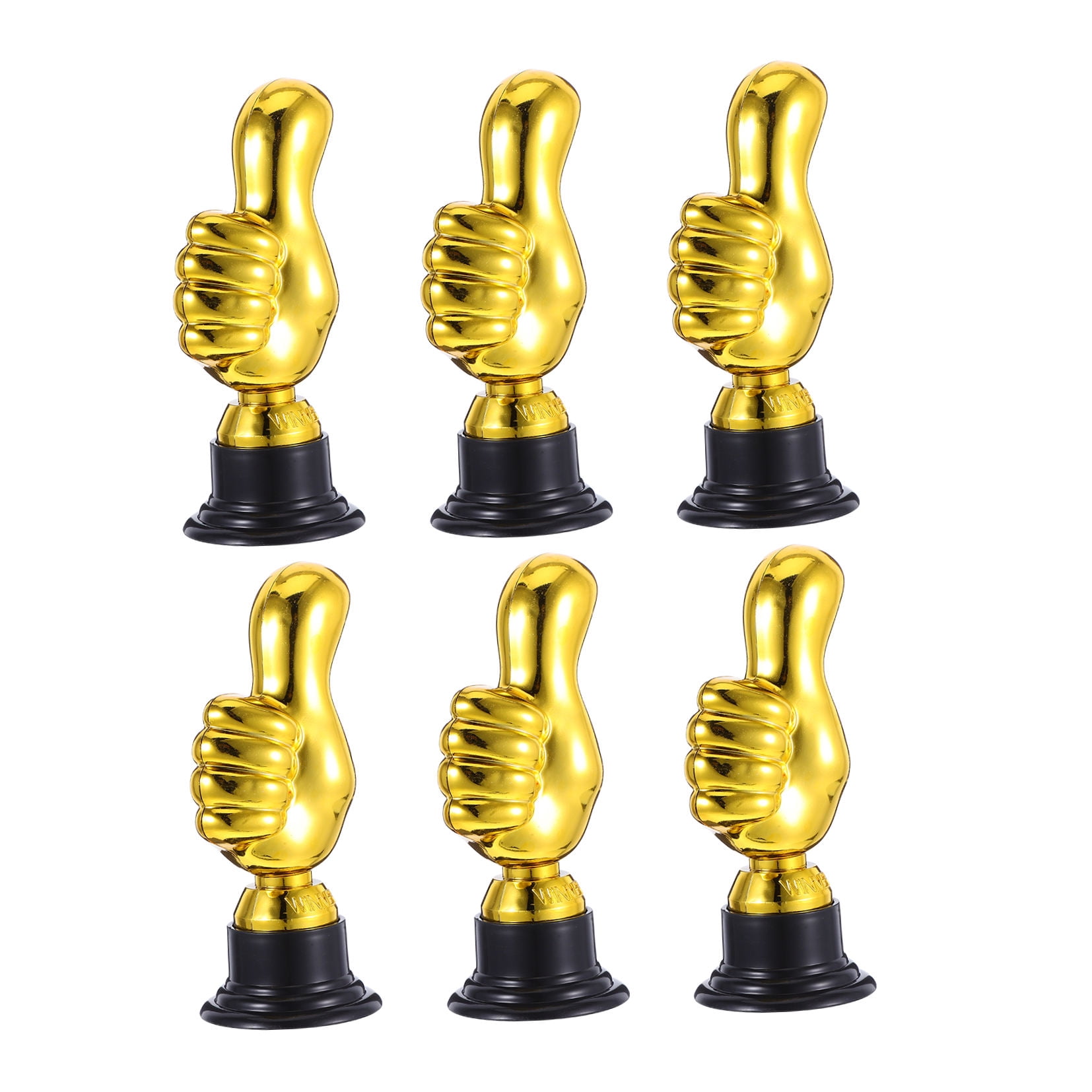 HONITANO 6-Piece Golden Plastic Award Trophies Set for Office Parties, Events, Recognition, and Celebrations