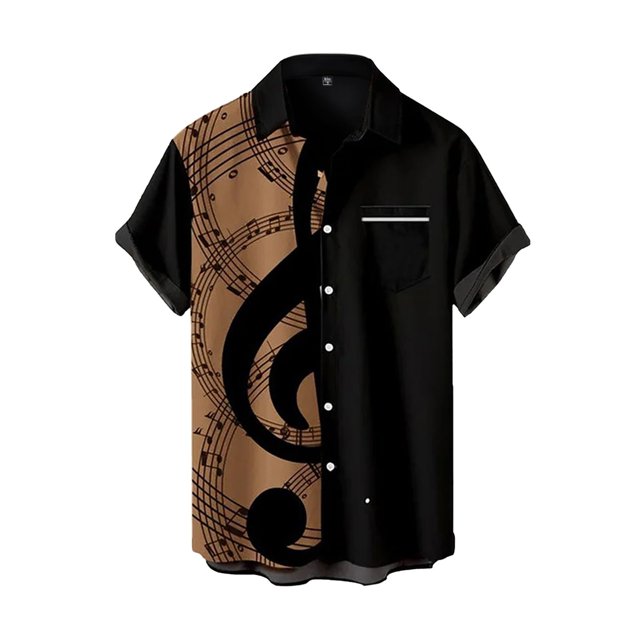 Camisas Para Hombre Manga Larga Camisa de manga corta con estampado digital 3d de ocio de tendencia de moda de playa de turismo de vacaciones de verano para hombres (Coffee, XS)