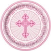 Radiant Cross Religious Paper Dinner Plates, 9in, Pink, 8ct