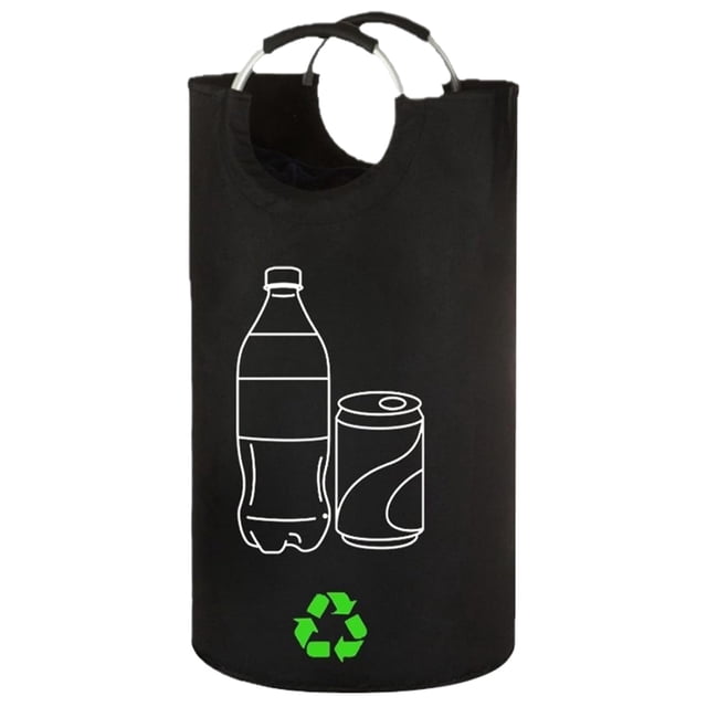 Waterproof Recycling Bag 82L, Oxford Cloth Storage Container, Foldable Heavy Duty Household Organizer for Bottle Collection