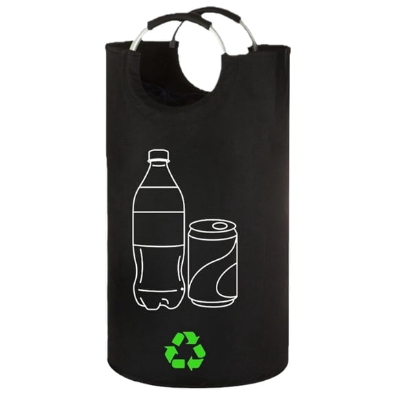 Waterproof Bottle Recycling Bag, 82L Foldable Oxford Cloth Storage Container, Heavy Duty Deposit Bottle Collection Bin for Recyclables, Black