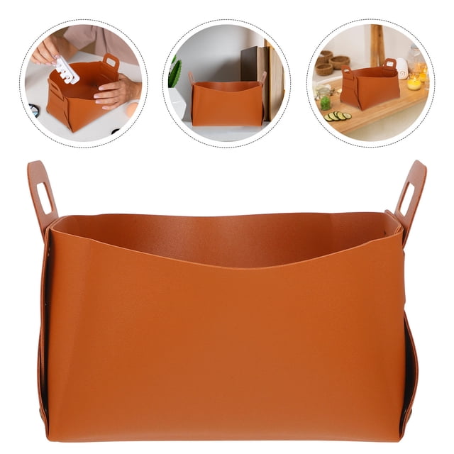 YSNOOWE Caja De Almacenamiento Plegable De Cuero Para Con Estilo Y Funcionalidad