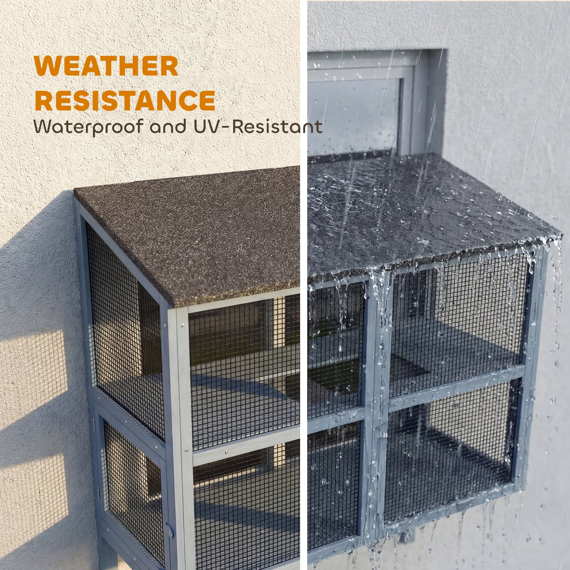 PawHut Catio Outdoor Cat Enclosure Window Box Outdoor Cat House with Waterproof Roof 39.4"L Gray
