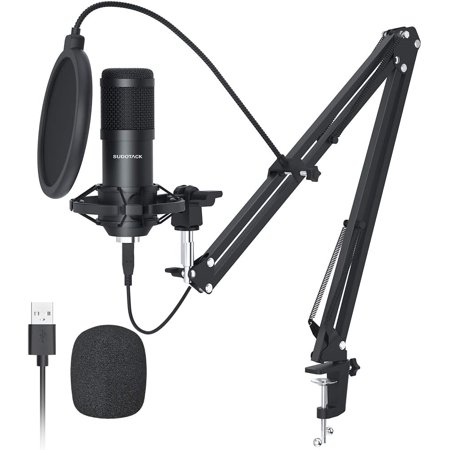USB Condenser Podcast for PC: Studio Kit with 192KHz/24bit Professional Sound Chipset Cardioid for Recording, Streaming, Gaming, Voice-Over, YouTube, Twitch (ST-800)