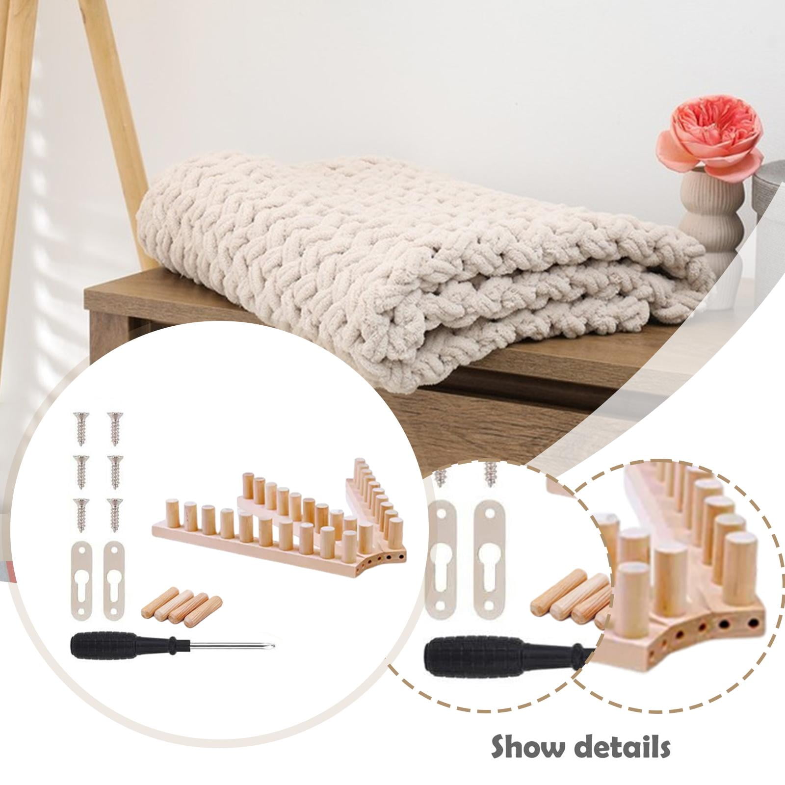 3 Pcs Chunky Knit Blanket Loom Knitting Hand Crochet Wooden Loom Frame Expandable Design for Beginners and Hobbyists