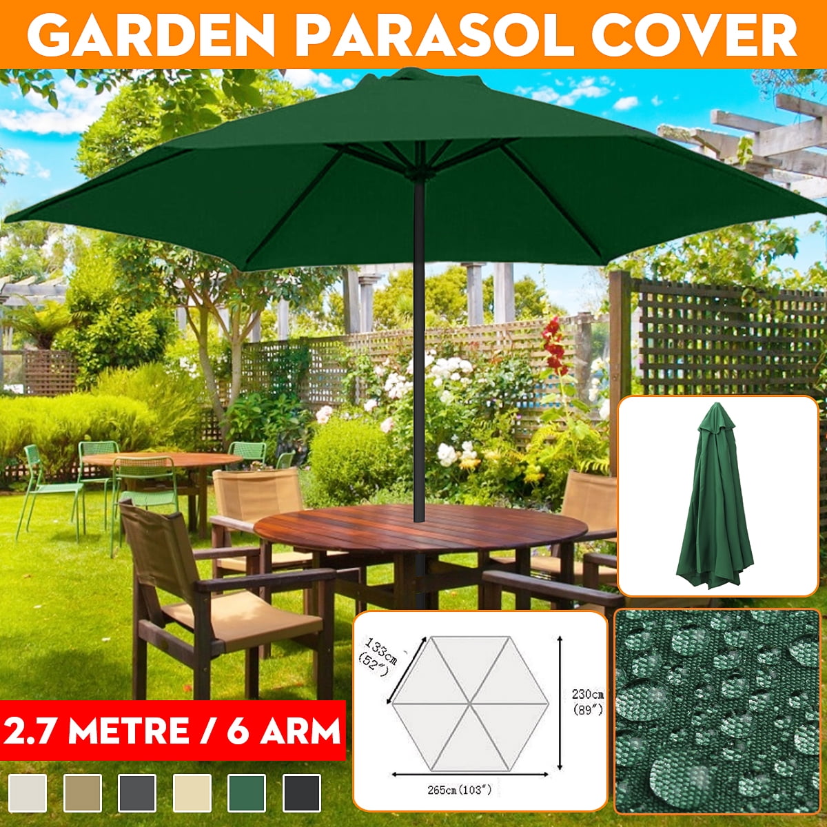 Waterproof Durable Outdoor Supplies Parasol Cover Garden Patio Umbrella Cover 