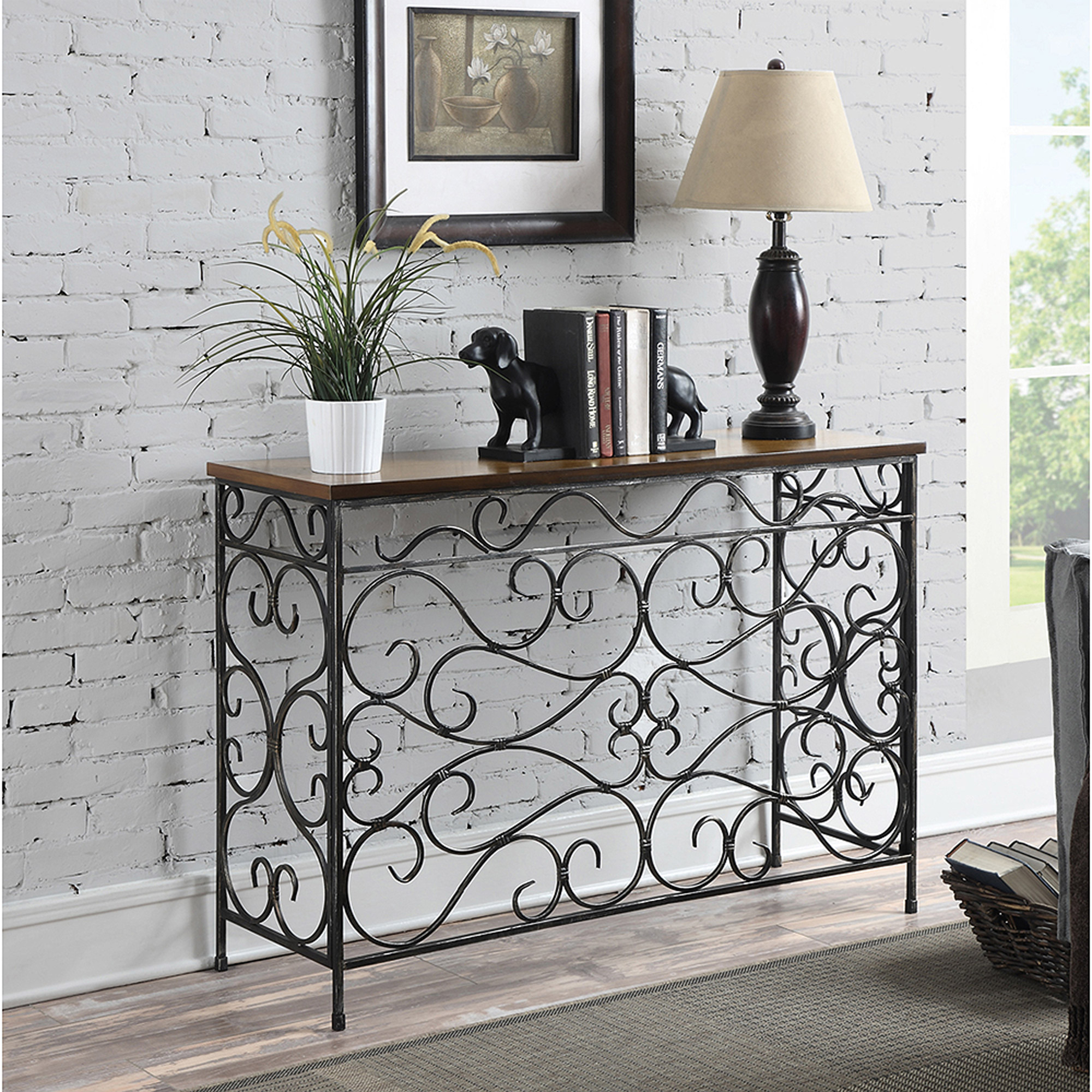 Convenience Concepts Wyoming Metal And Wood Console Walmartcom - convenience concepts wyoming metal and wood console walmartcom -