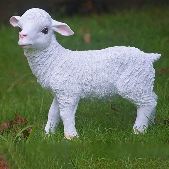 Giyblacko Sheep Statues Lifelike Resin Lamb Statue Outdoor Statues For Garden Decor Lamb Shape Garden Sculpture For Indoor Outdoor Decoration