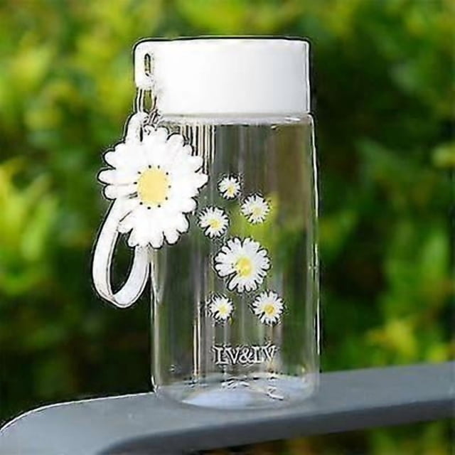 (Belt Flower 4)500Ml small daisy transparent plastic water bottles bpa free creative frosted water