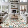 thumbnail image 3 of Rectangle Area Rugs 5 x 7 Ft, Boho Flower Non-Slip Residential Carpet, Spring Watercolor Botanical Paisley Floral Leaf Indoor Crawling Mats Runner Rugs for Living Room/Dining Room/Bedroom, 3 of 8