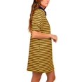 thumbnail image 3 of Stripe Printing Women Short Sleeve V Neck Casual Mini Shirt Dresss, 3 of 5