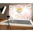 thumbnail image 2 of 9x6ft Baby Shower Backdrops for Photography A Little Princess Baby Shower Party Decorations for Girls Pink Flower Floral Party Banner Gold Crown Glitter Photo Backdrop Background Cake Table Decor, 2 of 5