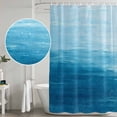 thumbnail image 4 of Polyester Fabric Sky Blue Ombre Shower Curtain, Modern Abstract Art Ocean Oil Painting Waterproof Bathtub Curtain Bathroom Decor Set with Hooks 72 x 72 Inches, 4 of 6