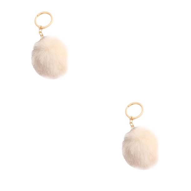 Llavero de bola peluda Matsuzay Beige 7cm 2piezas