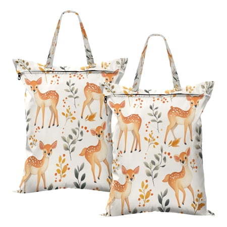 Wobogo Cute Sika Deer Travel Laundry Bag Dirty Clothes Organizer Top Handle Strap Design Suitable for Beach Camping Dormitory Bathrooms
