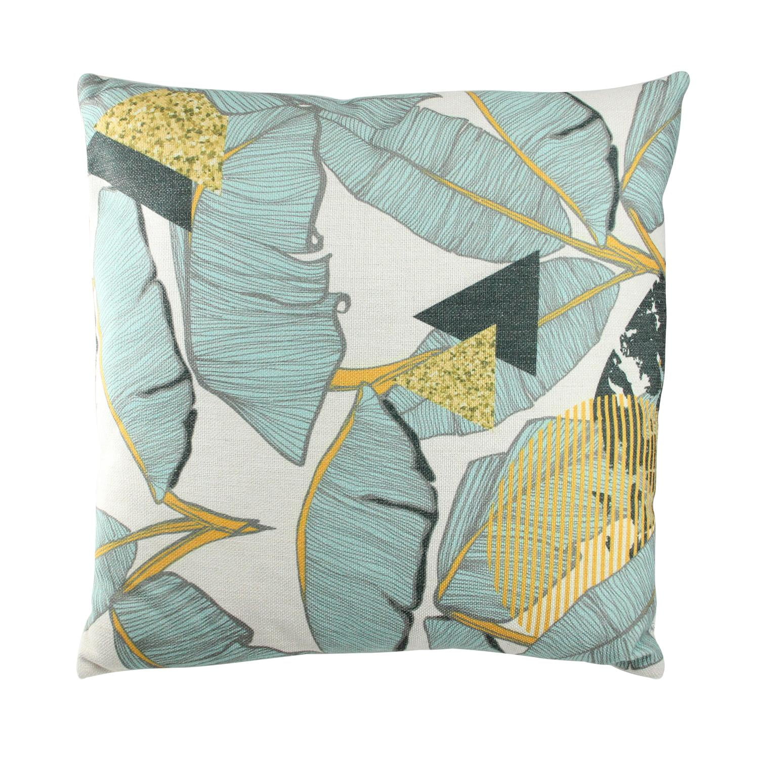 17 Green Tropical Banana Leaf Decorative Linen Throw Pillow