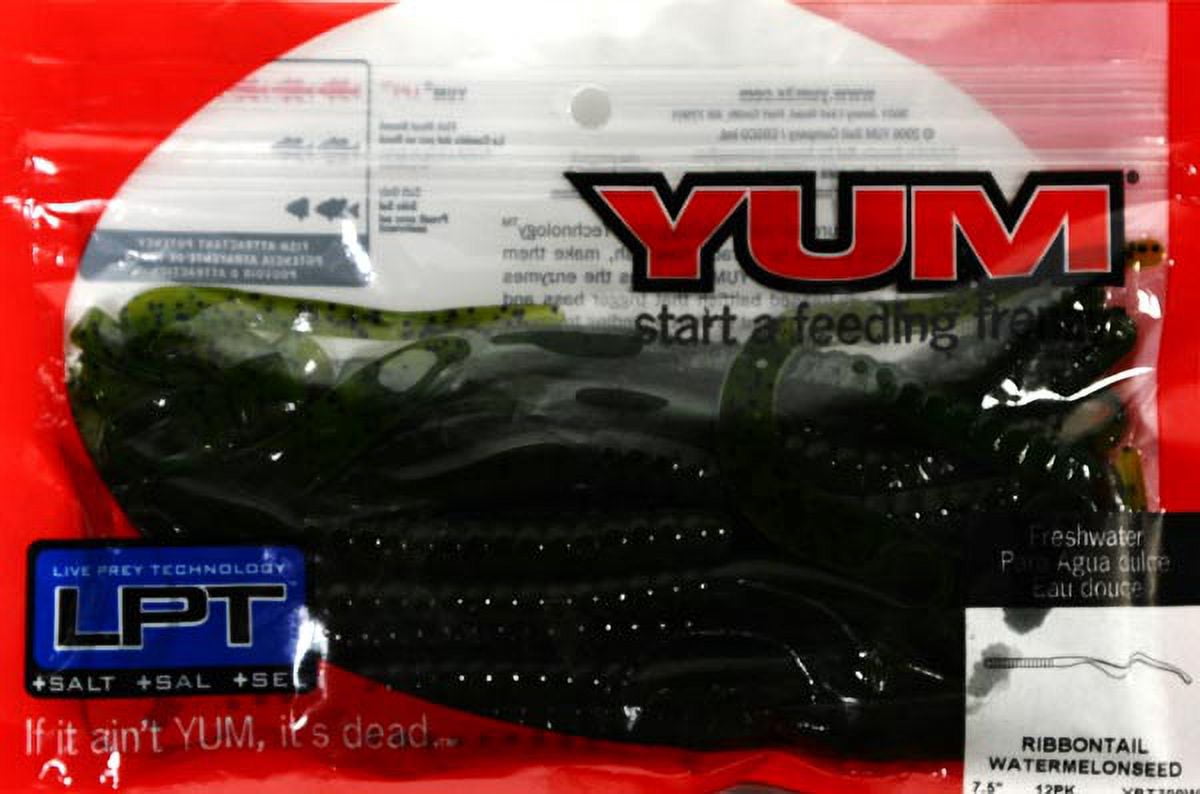 YUM Ribbontail Soft Plastic Watermelon Seed 7 1/2"