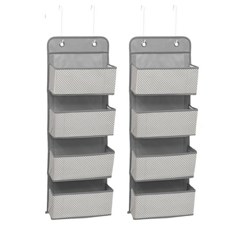 Delta Children 4 Pocket Over The Door Hanging Organizer - 2 Pack, Easy Storage/Organization Solution - Versatile and Accessible in Any Room in the House, Cool Grey
