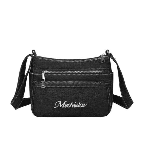 Medium Denim Tote Bag, Multi‑Pocket Crossbody Shoulder Bag for Women, Lightweight Casual Handbag with Adjustable Strap