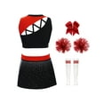 thumbnail image 2 of Runhomal Ensemble d'Uniforme de Cheerleading pour Filles, Tenues de Danse, Débardeurs Brillants, Jupe, Robe de Soirée pour Fête d'Anniversaire, Rouge 6, 2 of 3