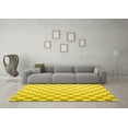 thumbnail image 3 of Ahgly Company Indoor Round Checkered Yellow Modern Area Rugs, 4' Round, 3 of 4