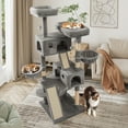thumbnail image 3 of Sifurni 65.7" Large Cat Tree Tower Condo House for Cats with 2 Scratching Ramps, Hammock & Posts, Gray, 3 of 10