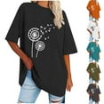 thumbnail image 3 of WREESH Women's Oversized Round-Neck T-Shirt Casual Printed Short Sleeve Top White, 3 of 5