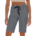 thumbnail image 2 of Shorts Bermuda para Mujer, Shorts Cargo hasta la Rodilla para Mujer Casuales con Cordón, de Cintura Alta, Pierna Recta, Shorts de Verano con Bolsillos, 2 of 6